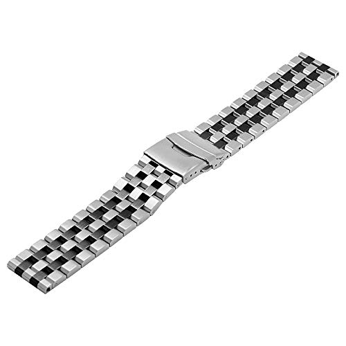 Juntan 24Mm Two Tone Watch Band Stainless Steel Decent Watch Strap For Men Women Elite Wrist Band Black Silver Metal Bracelet Diver Clasp #TOP2