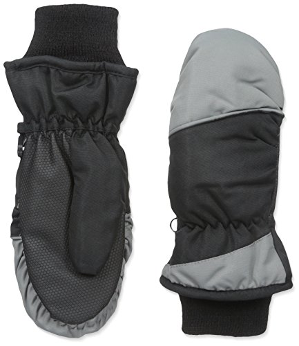Nolan Gloves Boys' Tundra Color-Block Ski Mitten, Grey/Black, 4-7