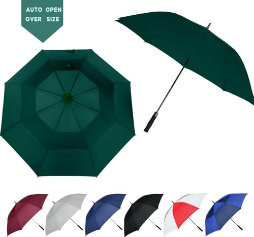 Image of Golf Umbrella Large 62 /68 /72 Inch, Extra Large Oversize Double Canopy Vented Windproof Waterproof Umbrella, Automatic Open Golf Umbrella for Men and Women and Family