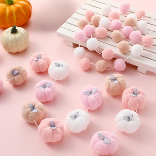 Tatuo 3 Pcs Fall Felt Ball Garland Pumpkin Decor Autumn, Vivid Color by Tatuo - Used condition - Image 4