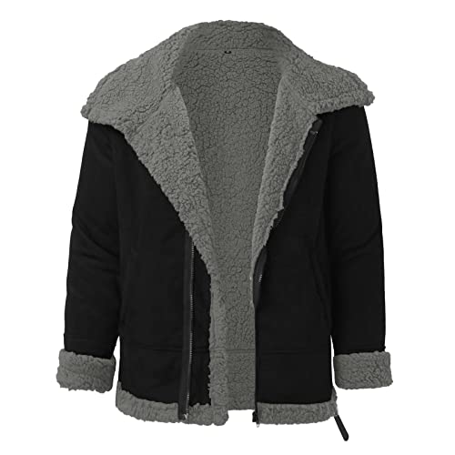 Veste en cuir homme pour l'automne et l'hiver chaud manteau doublé style rétro gris - 3