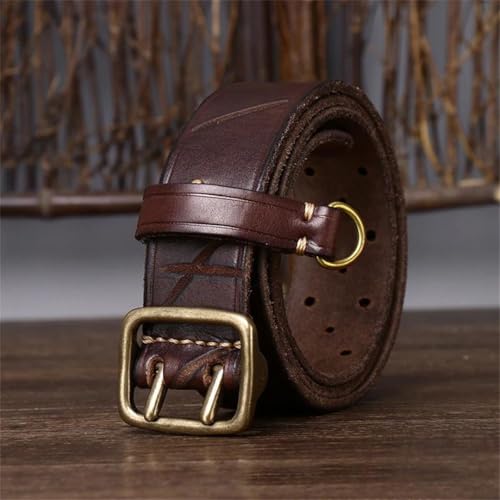 Men’S 3.8CM Luxury Thick Genuine Leather Belt With Double Copper Buckle For Jeans Trousers2