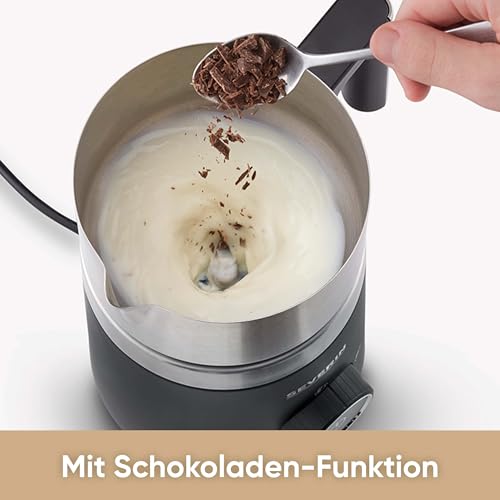 Foto von SEVERIN SPUMA 700 Induktions-Milchaufschäumer, elektrischer Milchaufschäumer ohne Anbrennen, spülmaschinengeeigneter Milchschäumer, Edelstahl-gebürstet/schwarz-matt, SM 3586