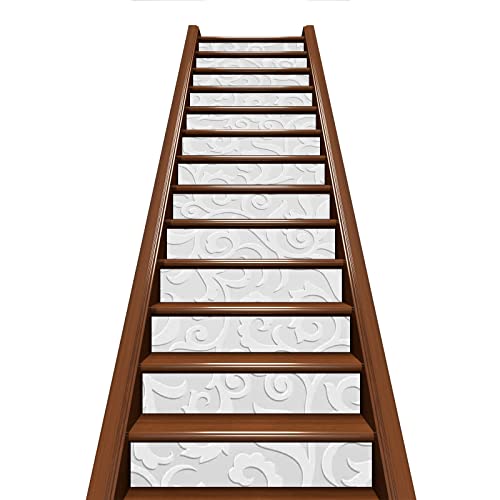 Niaodidili Grey Grey Self Adhesive Stair Stickers, Peel And Stick Vinyl Stair Risers Staircase Murals Decals Sticker Decor For Steps,7.1X39.4In X13Pcs #TOP1