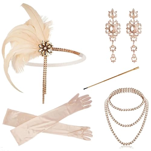 Trasforma abiti basic in moda Flapper: questo set è progettato per completare un semplice abito nero o un abito a turno, convertendolo istantaneamente in un completo completo degli anni Venti ruggenti. Offre incredibile valore e versatilità, consentendo di creare un autentico look d'epoca senza acquistare un abito specifico in costume.