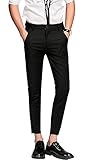 Plaid&Plain Men's Slim Fit Dress Pants Tapered Skinny Dress Pants 7603Black 30X26
