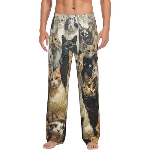 Pantalon de pyjama chat pour homme | Vêtement de nuit doux et confortable pour la maison