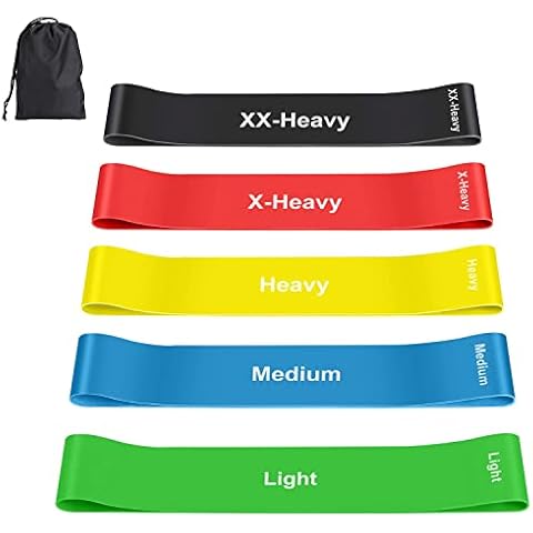 Resistance Bands, [Set of 5] Skin-Friendly Exercise Band, Resistance Bands Set with 5 Resistance Levels for Yoga Pilates Physiotherapy Stretching Training Home Gym - Carry Bag Included Cover