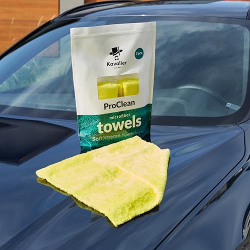 Kavalier Juego de Toallas de Microfibra ProClean Plush Perfection Fibra de Limpieza Suave - 350 GSM - Paños de Limpieza Multiuso para el Cuidado del Hogar y del Automóvil - 3 Unidades - Amarillo - imagen 6