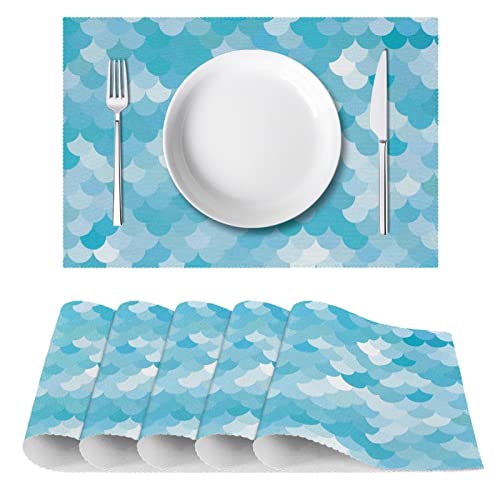 Set de table sirène rectangulaire lot de 6 grand format thermique pour cuisine - 3