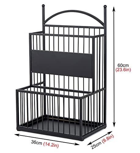 Porte-parapluie extra large noir double couche de grande capacité - 5