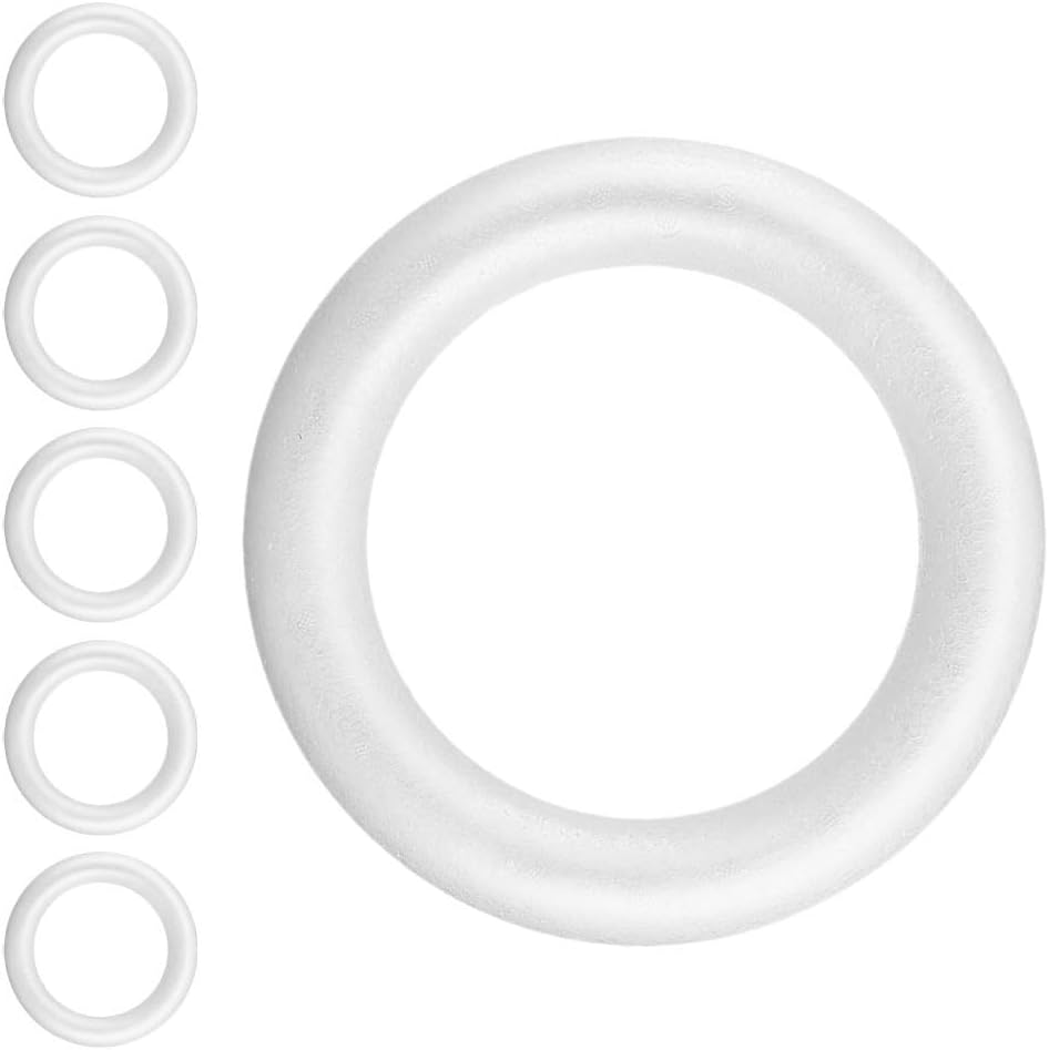Homoyoyo 6 Pack 6 Inch Foam Wreath Forms-for DIY Crafts-Holiday Decorations and Creative Projects Ideal for Christmas and Seasonal Decor 6.68x6.68x1.10In for DIY Crafts Holiday Wedding Decor