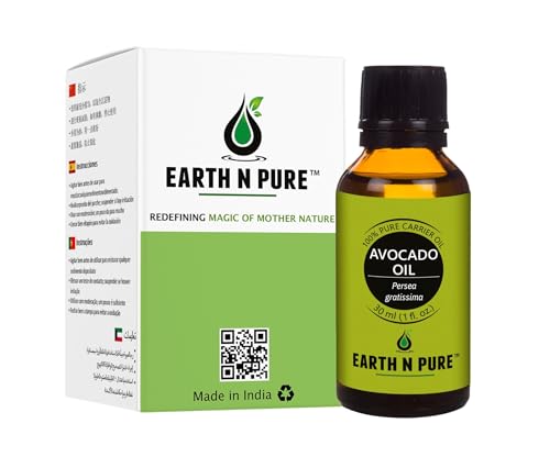 Image of Earth N Pure Avocado Oil Cold Pressed, Natural and Therapeutic Grade for Hair and Skin - 30 ml
