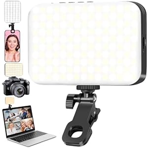 156 LED Selfie Light,Rechargeable Phone Light Clip with Front & Back Clip,3 Light Modes,10-Level Brightness,5000mAh High Power Portable Light for Phone,iPad,Camera,Laptop,Selfie,Tiktok,Vlog,Makeup