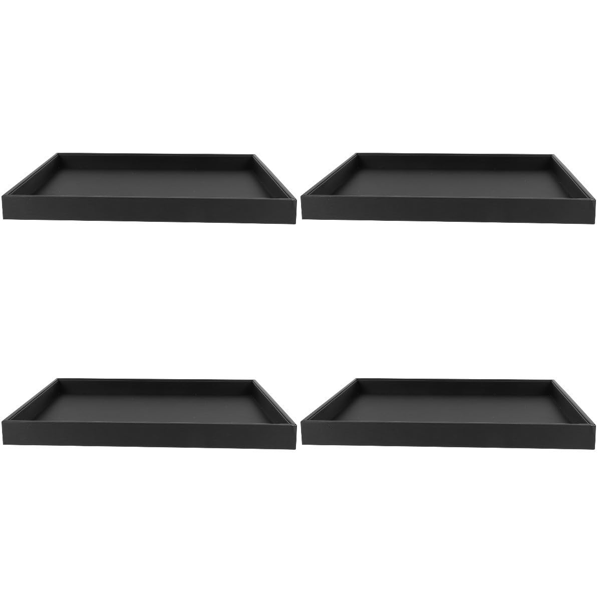 4 Piezas Bandeja Organizadora de Joyas Rectangular Negra