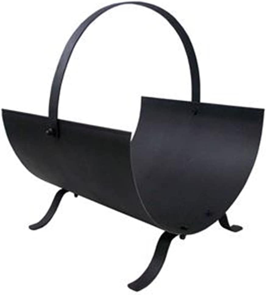 Unibos Oval Log Holder Firewood Log Storage Rack Powder Coated Steel Fireplace Wood Storage Organizer Log Stand For Indoor Outdoor Patio Fireside Wood Holder Black