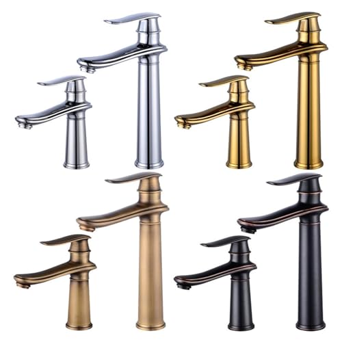 Grifo de lavabo con cascada en latón antiguo para agua fría y caliente 4