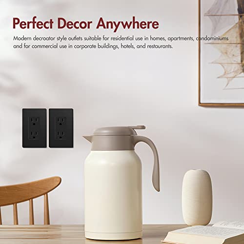 Tamper Resistant Outlet, Wall Outlet Decora Outlet 15 Amp Outlet, Electrical Receptacle Duplex White Outlet, Self-Grounding, Child Proof Safety Black (15A Outlet With Wallplates 10Pack) #TOP5