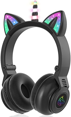 Cuffie Bluetooth a forma di unicorno, senza fili, con luci a LED, cuffie  per bambini, con microfono e slot per schede SD, per iPad/Kindle/Tablet,  colore: nero : Amazon.it: Informatica