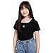 Calvin Klein Girls' Short Sleeve Babydoll Ribbed T-Shirt, Soft & Comfortable, Black Square Neck, 7