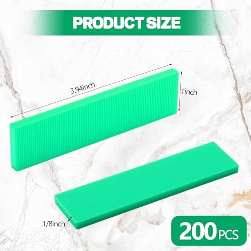 Image of Geelin 200 Pcs 1 /4 Inch Plastic Shims Flat Structural Tile Plastic Shim for Leveling 3 /64 1 /8 1 /4 Inch Home Improvement Level Door Toilet Shim Windows Indoor Outdoor Use(Green)