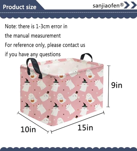 Image of Rectangular Kids Basket,Halloween Basket.Cute Baskets for Girls, Pink Baskets with Handles.Books Bins,Gifts Box. (Pink Halloween)