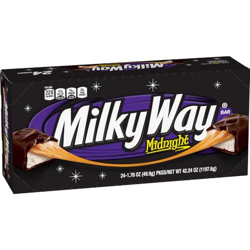 MILKY WAY Dark Chocolate Candy Bars, Midnight Dark, Full Size, 1.76 oz (Pack of 24) Chocolate Bars Bulk