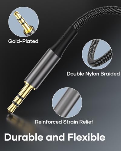 layajia Aux Kabel, Audio Kabel 3,5mm Klinkenkabel 1.2M, Stereo Audio Nylon Geflochtenes Klinke auf Klinke Stecker Kopfhörer Kabel für Kopfhörer, Auto, PC, Lautsprecher, Stereoanlagen, MP3-Player