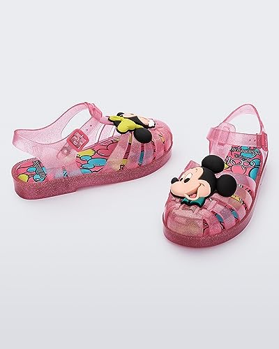 mini melissa Possession Disney Jelly Shoe for Kids - Iconic 90s Original Jelly Shoe Featuring Mickey and Minnie Mouse Applique, Transparent Fisherman Sandal for Kids4