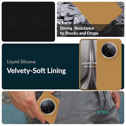 Image of SPRIG Compatible with Vivo T4 Premium SilkTone Back Cover Drop Tested Shock Proof Mobile Case for Men, Women, Boys and Girls with Camera Protection (Gold Brown)