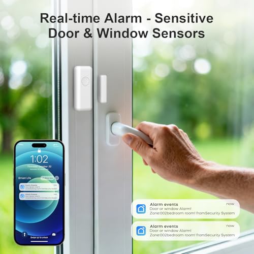 PGST Smart Home Alarm System,Wireless House Alarm Kit with Instant Tuya App Alerts,Siren Hub,Motion Sensors, Door Sensors & Remote,SOS,Works with Alexa for Villa,Apartment Kids Safety (A519W-UK-D) - Image 6