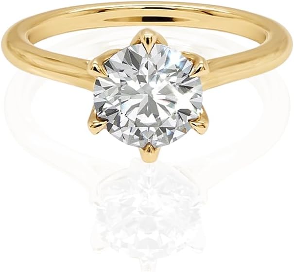 1.0 Carat Round-Cut Solitaire Lab-Grown Diamond/Moissanite Wedding Ring Engagement Ring for Women,925 Sterling Silver/10K/14K/18K Real Gold Custom Wedding Promise Rings,Size3-14