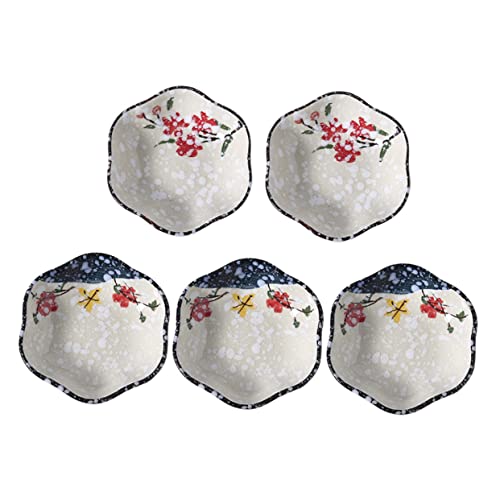 PRETYZOOM 5Pcs Ceramic Spice Plates Japanese Soy Sauce Dishes for Dipping Sauces Appetizer Serving Trays and Seasoning Dishes for Home and Restaurant Use