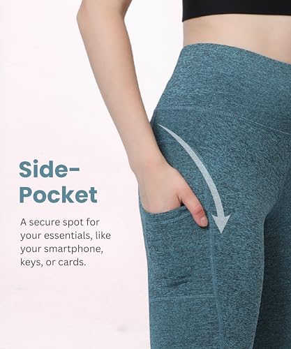 Image of Glamoras Women Polyester Spandex High Waist Gym Legging with Side Pocket, 4-Way Stretch, Squat-Proof, Moisture-Wicking Yoga Pants, Workout Tights for Running, Gym, Fitness, Training, Yoga & Activewear