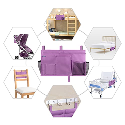 Image of Surblue Caddy Hanging Organizer Bedside Storage Bag for Bunk and Hospital Beds (Purple)