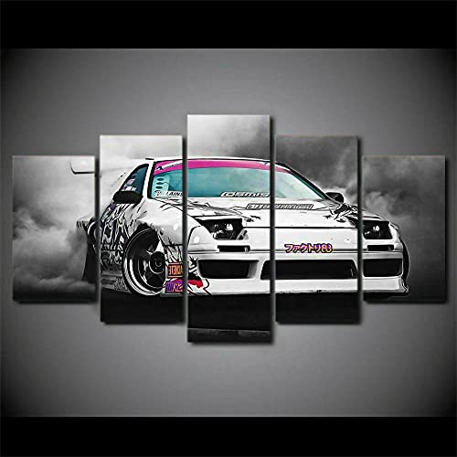 Tableau de voiture Mazda RX-7 de dérive triptyque 5 parties image imprimée déco murale