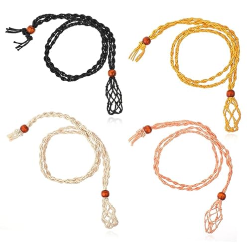 LEEQ 4 PCS Soportes de Piedra Vacíos Cordones de Collar de Piedra Cruda de Cuarzo Cuerda Soporte de Collar de Cristal Vacío para Accesorios de Bricolaje