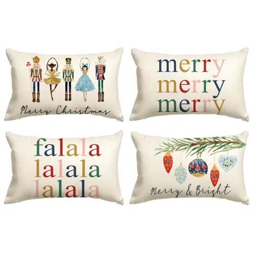 Artoid Mode Juego de 4 fundas de cojín con diseño de cascanueces Falala, 30 x 50 cm, diseño de Navidad