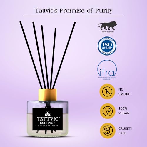 Image of Lavender Reed Diffuser Set by Tattvic Essence | 6 Fiber Reed Sticks Free | Stress Relief & Aromatherapy | Long-Lasting, Smoke-Free Air Freshener for Home, Bedroom & Office | Ideal for Gifting | 120ml