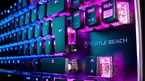 Turtle Beach Vulcan TKL Noir RGB Clavier de Jeu mécanique Compact RGB, rétroéclairage AIMO LED Touche par Touche, interrupteurs linéaires Titan, Plaque supérieure en Aluminium. Dispotision FR AZERTY