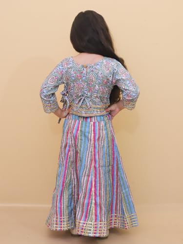 Image of The Mom Store Baby /Kids Girls Lehenga Set Ethnic Wear | Printed | Trendy Stylish Elegant Lehenga Set For Festivals & Special Occasions | Cotton