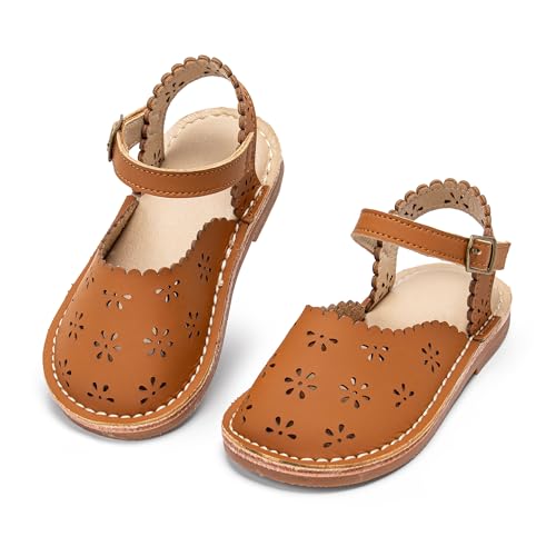 Image of Kolan Toddler Girl Sandals Open Toe Flat Princess Dress Shoes Little Kids