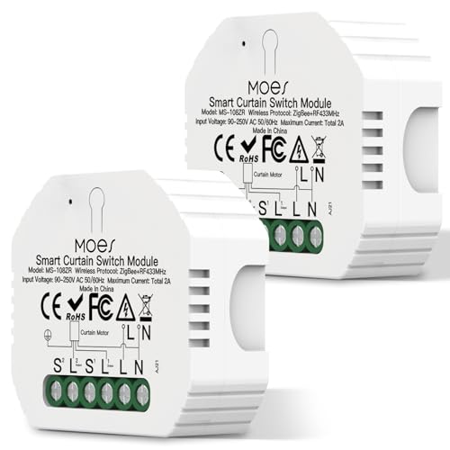 MOES Interrupteur Module Volet Roulant Connecté WiFi, 2 Pcs