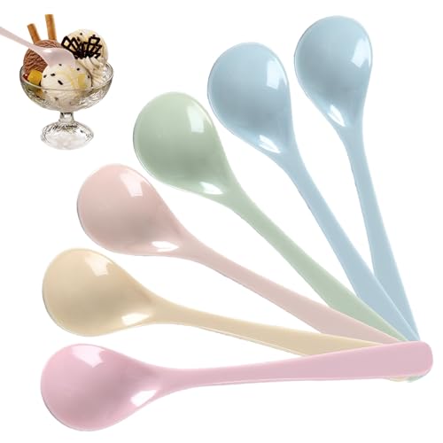 Tarqite Lot de 5 cuillères à œufs longues en plastique de 16 cm de long - Cuillères en plastique colorées - Cuillères à dessert - Cuillères à confiture - Cuillères en plastique - Grandes cuillères