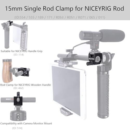 NICEYRIG 15mm Locating Rod Clamp Single Camera Rod Mount with 3/8''-16 Locating Hole For ARRI,15mm Rods Support System EVF Microphone Mount - Image 4