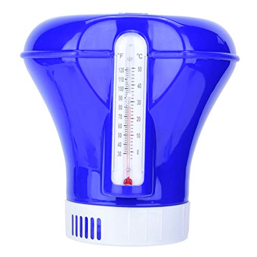 BIlinli 8 Inch Pool Floater Easy Read Tablet Dispenser Chlorine Feeder With Thermometer