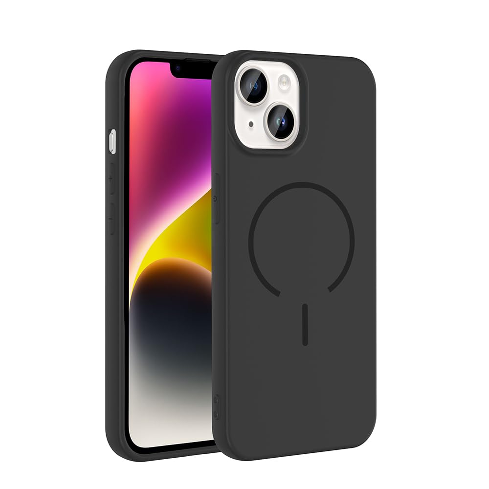 Zore Apple ile uyumlu İphone 13 ve İphone 14 Kılıf M-safe Şarj Özellikli Zore Meta Kapak Siyah