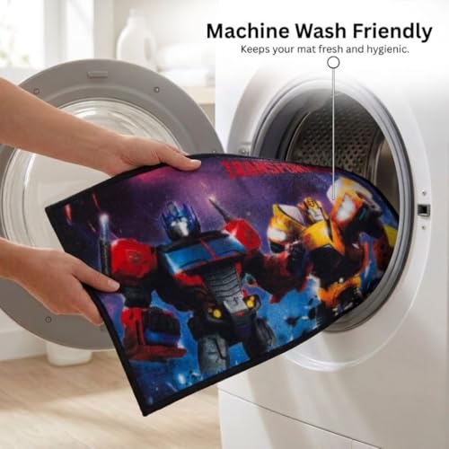 Image of Athom Living Premium Anti Slip Printed Kids Bathmat, Durable Nylon Fabric, Soft Texture, Easy to Clean, Stylish Home Decor Mat for Doorway & Kids Room, 37x57 cm, Multicolor (Transformer Characters)