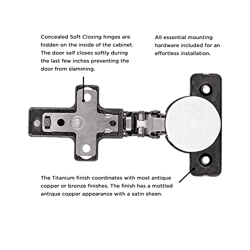 Hickory Hardware HH74723-TT - Premium Full Overlay Frameless Soft Close Clip-On Hinges - Heavy Duty Steel - 105° Opening Concealed Cabinet Hardware - Titanium Finish - 1 Set of Pair by Hickory Hardware - Used condition - Image 3