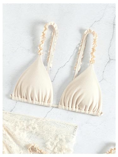 SHENHE Women's 3 Pieces Swimsuits with Lace Sarong Coverup Skirt Triangle Frilly Bikini Set3